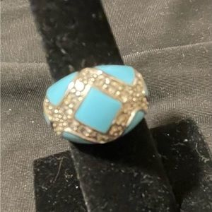Sterling silver Cz turquoise enamel ring